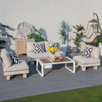 Ensemble de conversation moderne pour l'extérieur avec table basse et seau à glace