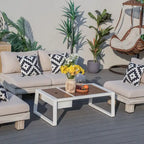 Ensemble de conversation moderne pour l'extérieur avec table basse et seau à glace