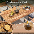 Ensemble de salle à manger d'extérieur Gymax 7 pièces, table rectangulaire 69 avec 6 chaises empilables