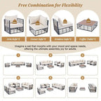 Ensemble de canapé d'extérieur sectionnel contemporain en métal 7 pièces, mobilier de patio résistant aux intempéries avec coussins moelleux et table basse.