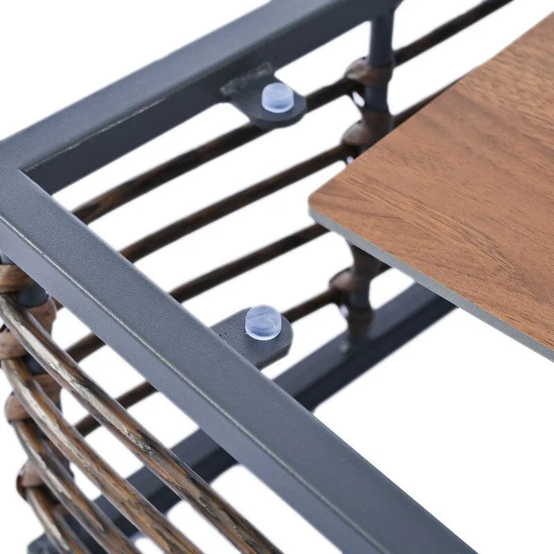 Ensemble de canapé d'extérieur sectionnel contemporain en métal 7 pièces, mobilier de patio résistant aux intempéries avec coussins moelleux et table basse.