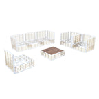 Ensemble de canapé d'extérieur sectionnel contemporain en métal 7 pièces, mobilier de patio résistant aux intempéries avec coussins moelleux et table basse.