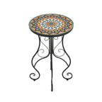 Table d'appoint ronde d'extérieur en céramique, colorée et noire