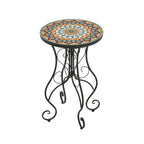 Table d'appoint ronde d'extérieur en céramique, colorée et noire