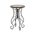 Table d'appoint ronde d'extérieur en céramique, colorée et noire