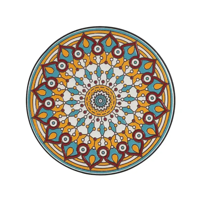 Table d'appoint ronde d'extérieur en céramique, colorée et noire