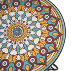 Table d'appoint ronde d'extérieur en céramique, colorée et noire
