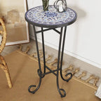 Table d'appoint de terrasse, bleu et noir