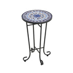 Table d'appoint de terrasse, bleu et noir