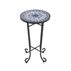 Table d'appoint de terrasse, bleu et noir