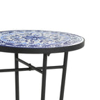 Table d'appoint de terrasse, bleu et noir