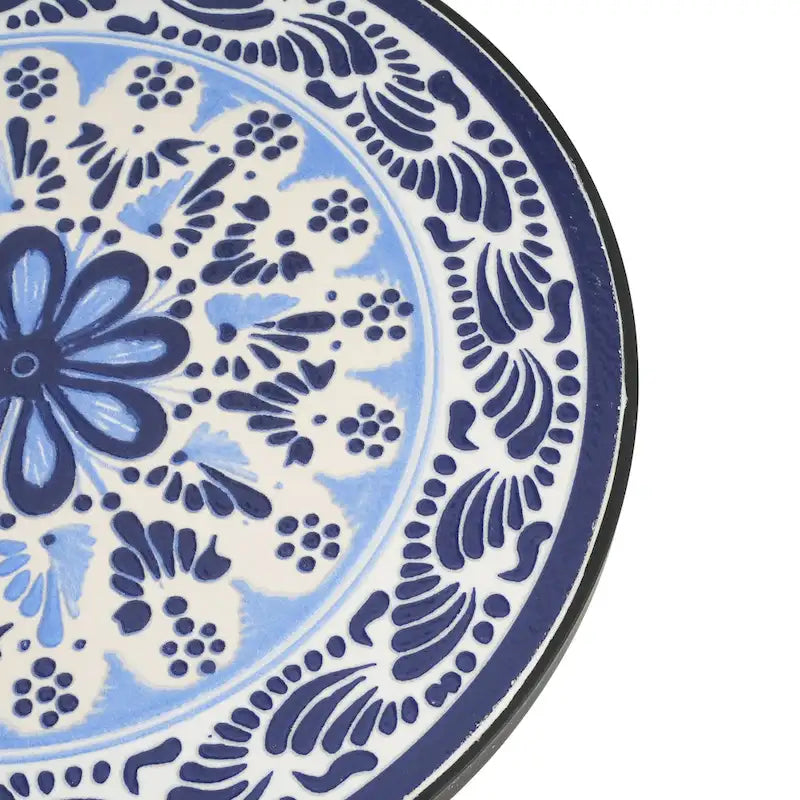 Table d'appoint de terrasse, bleu et noir
