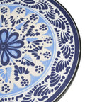 Table d'appoint de terrasse, bleu et noir