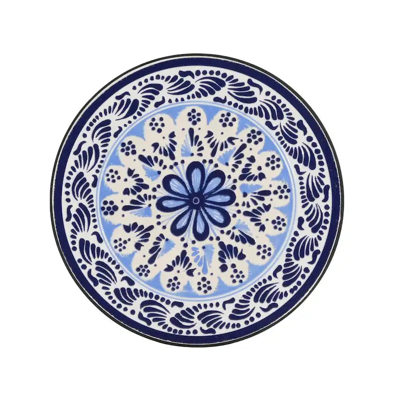 Table d'appoint de terrasse, bleu et noir