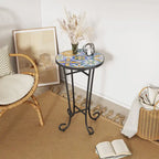 Table d'appoint de terrasse, bleu et noir