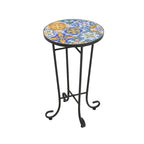 Table d'appoint de terrasse, bleu et noir