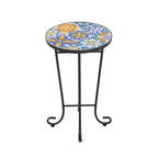 Table d'appoint de terrasse, bleu et noir