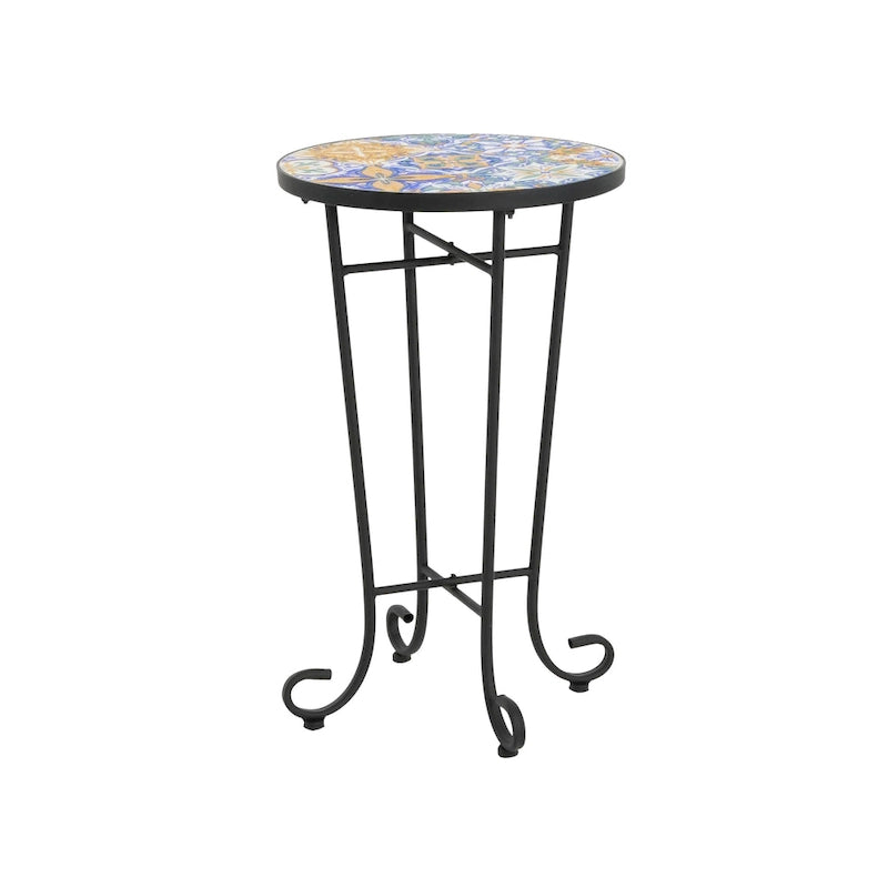 Table d'appoint de terrasse, bleu et noir