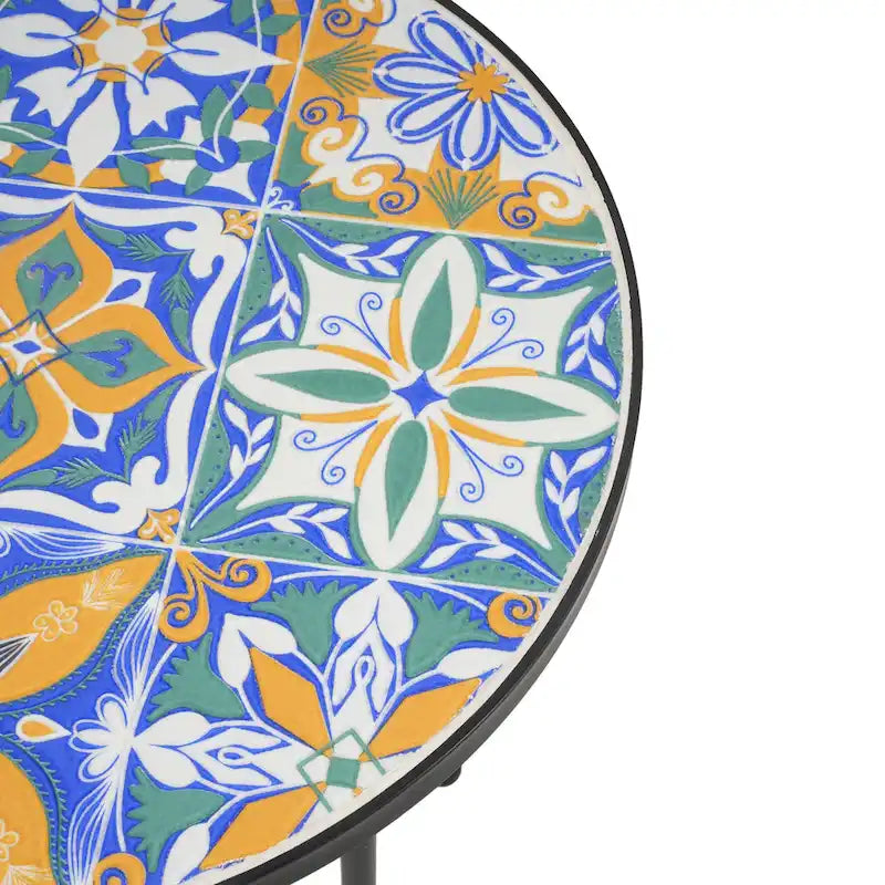 Table d'appoint de terrasse, bleu et noir