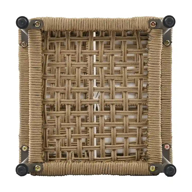 Ensemble de canapé d'angle d'extérieur en forme de L, 6 pièces, mobilier de jardin en corde avec canapé, table basse de rangement, tabourets et banc