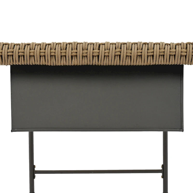 Ensemble de canapé d'angle d'extérieur en forme de L, 6 pièces, mobilier de jardin en corde avec canapé, table basse de rangement, tabourets et banc