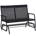 Fauteuil à bascule de patio Outsunny, canapé-lit ergonomique 2 places en résine tressée PE pour espaces extérieurs, jardin et véranda