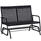 Fauteuil à bascule de patio Outsunny, canapé-lit ergonomique 2 places en résine tressée PE pour espaces extérieurs, jardin et véranda