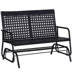 Outsunny Patio Rocking Bench Chair, 2-Person Ergonomic Wicker Glider Loveseat with PE Rattan for Outdoor Spaces, Garden & Porch