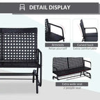 Fauteuil à bascule de patio Outsunny, canapé-lit ergonomique 2 places en résine tressée PE pour espaces extérieurs, jardin et véranda