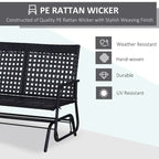 Fauteuil à bascule de patio Outsunny, canapé-lit ergonomique 2 places en résine tressée PE pour espaces extérieurs, jardin et véranda