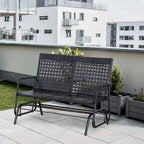 Fauteuil à bascule de patio Outsunny, canapé-lit ergonomique 2 places en résine tressée PE pour espaces extérieurs, jardin et véranda
