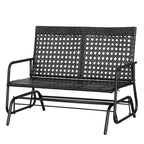 Fauteuil à bascule de patio Outsunny, canapé-lit ergonomique 2 places en résine tressée PE pour espaces extérieurs, jardin et véranda