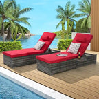 GDFStudio - Ensemble de 2 chaises longues d'extérieur Amelia avec inclinaison réglable et table d'appoint pour se détendre au bord de la piscine