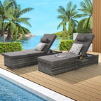 GDFStudio - Ensemble de 2 chaises longues d'extérieur Amelia avec inclinaison réglable et table d'appoint pour se détendre au bord de la piscine