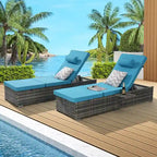 GDFStudio - Ensemble de 2 chaises longues d'extérieur Amelia avec inclinaison réglable et table d'appoint pour se détendre au bord de la piscine