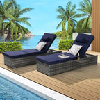 GDFStudio - Ensemble de 2 chaises longues d'extérieur Amelia avec inclinaison réglable et table d'appoint pour se détendre au bord de la piscine
