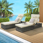 GDFStudio - Ensemble de 2 chaises longues d'extérieur Amelia avec inclinaison réglable et table d'appoint pour se détendre au bord de la piscine