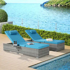 GDFStudio - Ensemble de 2 chaises longues d'extérieur Amelia avec inclinaison réglable et table d'appoint pour se détendre au bord de la piscine