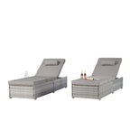 GDFStudio - Ensemble de 2 chaises longues d'extérieur Amelia avec inclinaison réglable et table d'appoint pour se détendre au bord de la piscine