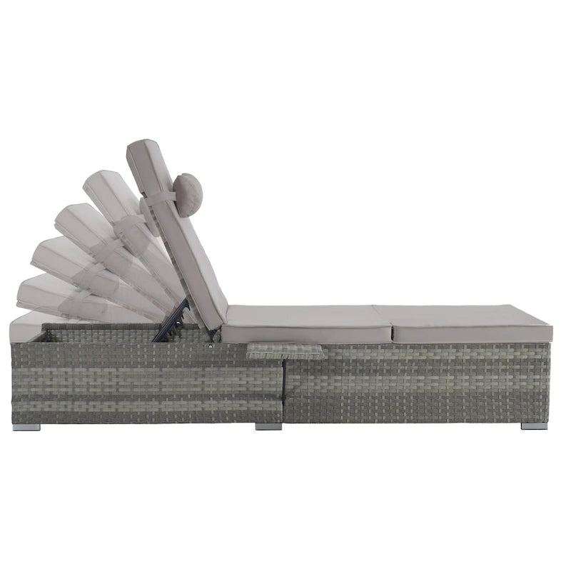 GDFStudio - Ensemble de 2 chaises longues d'extérieur Amelia avec inclinaison réglable et table d'appoint pour se détendre au bord de la piscine