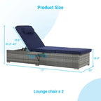 GDFStudio - Ensemble de 2 chaises longues d'extérieur Amelia avec inclinaison réglable et table d'appoint pour se détendre au bord de la piscine