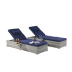 GDFStudio - Ensemble de 2 chaises longues d'extérieur Amelia avec inclinaison réglable et table d'appoint pour se détendre au bord de la piscine