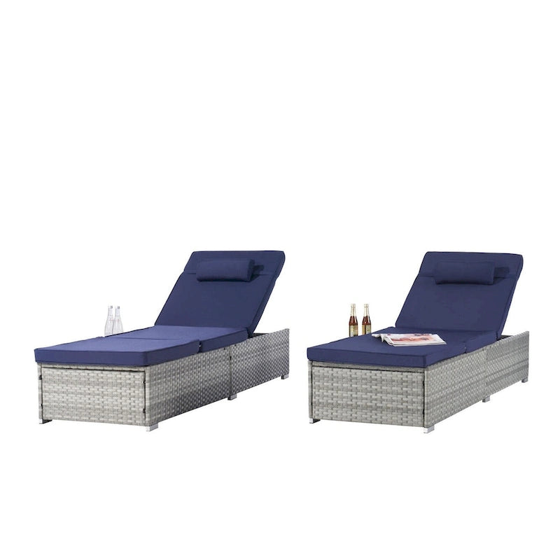 GDFStudio - Ensemble de 2 chaises longues d'extérieur Amelia avec inclinaison réglable et table d'appoint pour se détendre au bord de la piscine