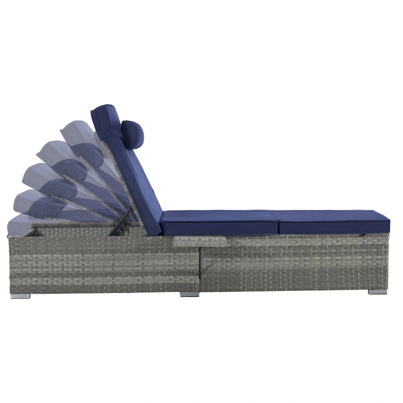 GDFStudio - Ensemble de 2 chaises longues d'extérieur Amelia avec inclinaison réglable et table d'appoint pour se détendre au bord de la piscine