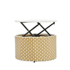 Ensemble canapé d'angle rond pour terrasse, méridienne en rotin bicolore avec auvent rétractable et assise modulable
