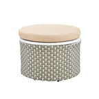 Ensemble canapé d'angle rond pour terrasse, méridienne en rotin bicolore avec auvent rétractable et assise modulable
