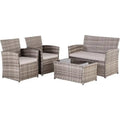 Ensemble de mobilier de jardin 4 pièces en résine tressée PE, canapé d'angle en rotin pour terrasse avec coussins lavables
