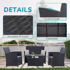 Ensemble de mobilier de jardin 4 pièces en résine tressée PE, canapé d'angle en rotin pour terrasse avec coussins lavables