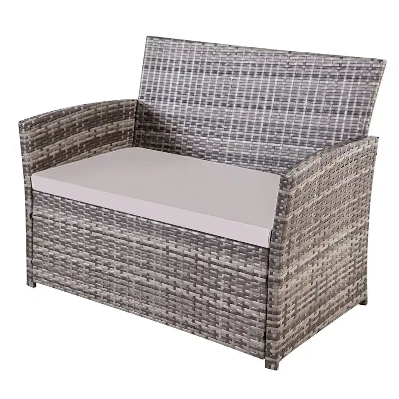 Ensemble de mobilier de jardin 4 pièces en résine tressée PE, canapé d'angle en rotin pour terrasse avec coussins lavables