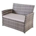 Ensemble de mobilier de jardin 4 pièces en résine tressée PE, canapé d'angle en rotin pour terrasse avec coussins lavables